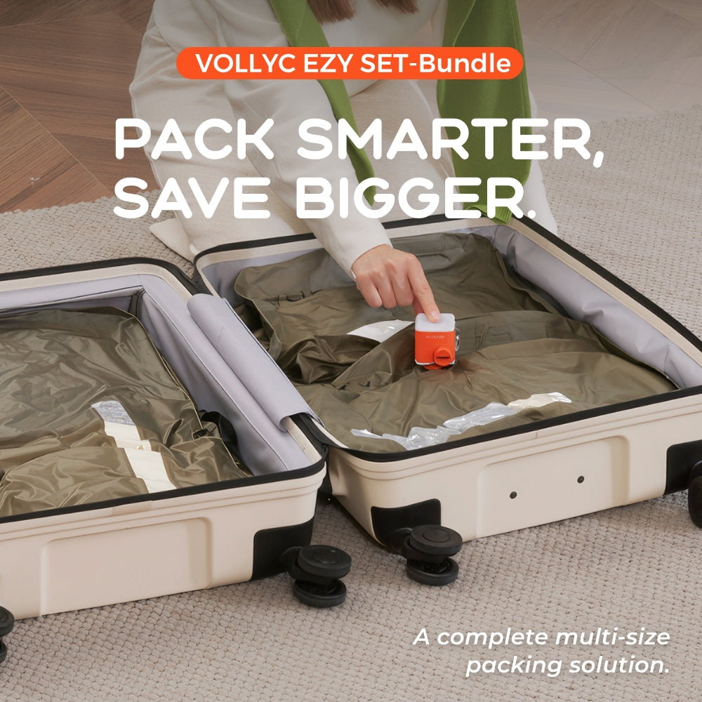 FLEXTAIL X VOLLYC EZY SET BUNDLE - 3 Size Waterproof Travel Vacuum Pack For Luggage Space Saving