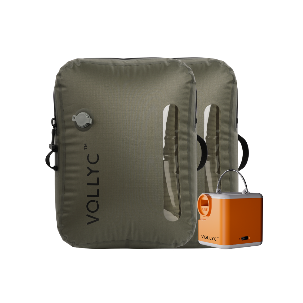 FLEXTAIL X VOLLYC EZY SET BUNDLE - 3 Size Waterproof Travel Vacuum Pack For Luggage Space Saving