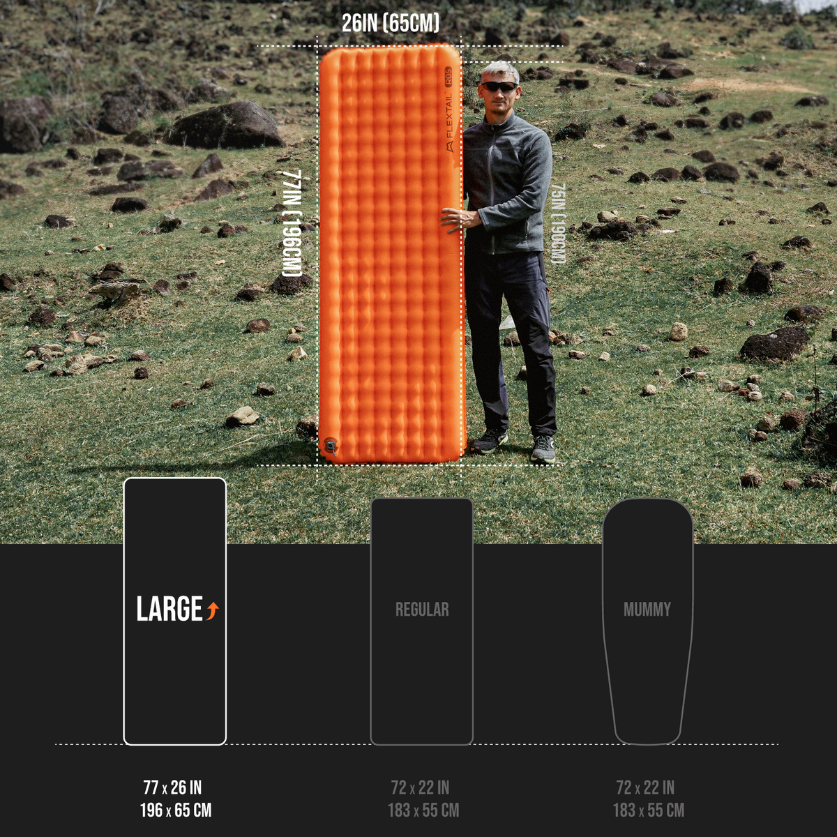 TINY SLEEPING PAD R05 LARGE- Larger, Lighter, More Comfortable (196cm, 5 R-value)