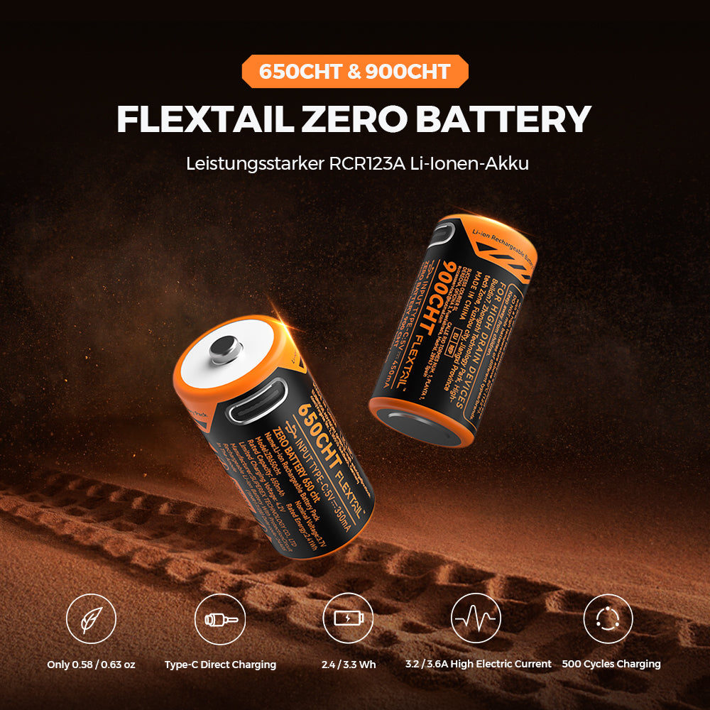 ZERO BATTERY - High Performance RCR123A Li-ion Battery