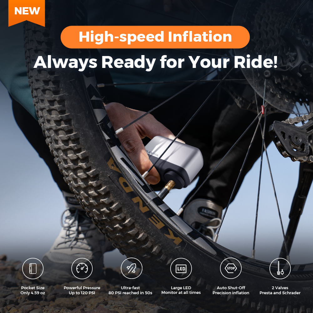 TINY BIKE PUMP PRO-120 PSI High Pressure and LED Display Electric Bike Pump