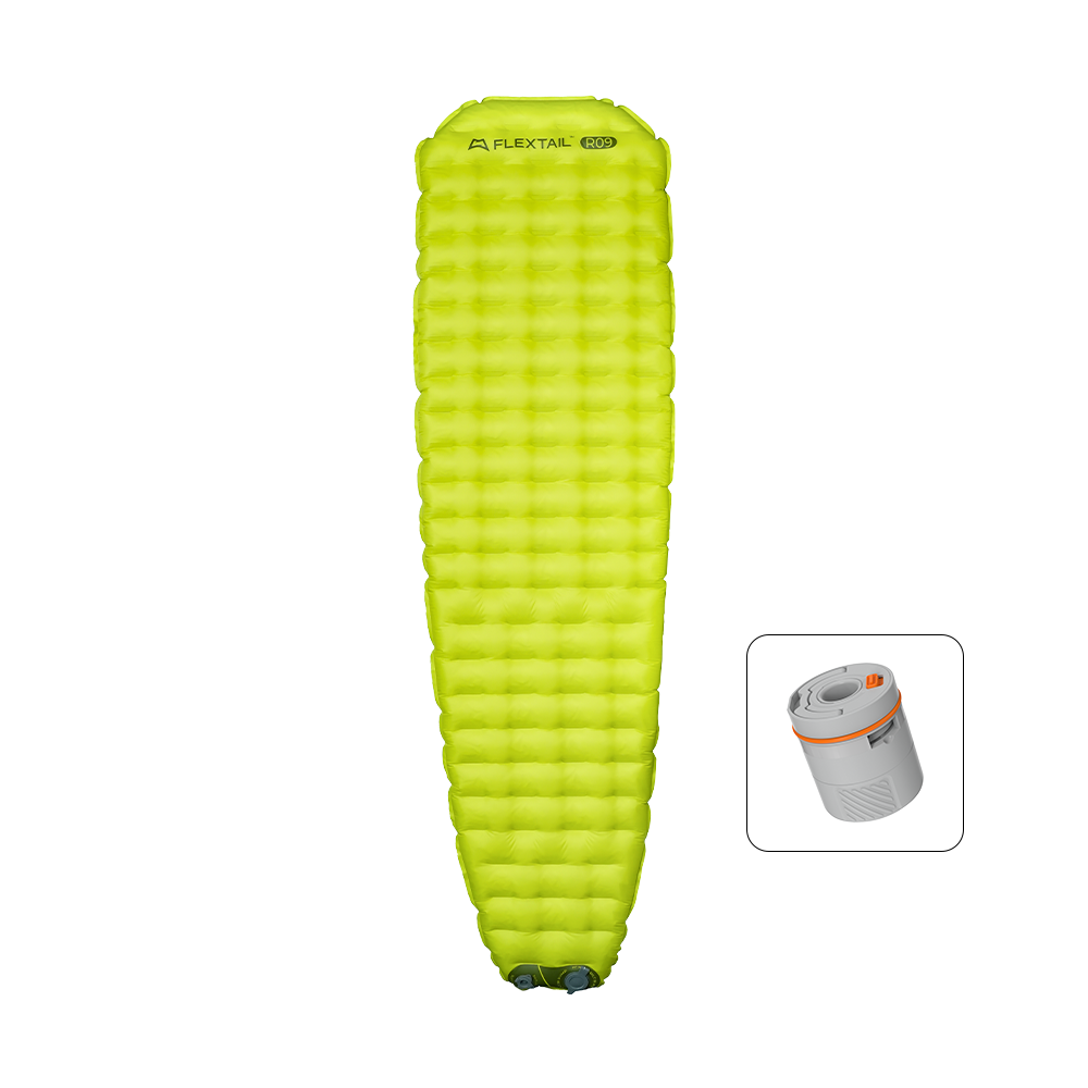 TINY SLEEPING PAD R09 AVS-World's Lightest 9.4 R-value Sleeping Pad with Automatic Inflation
