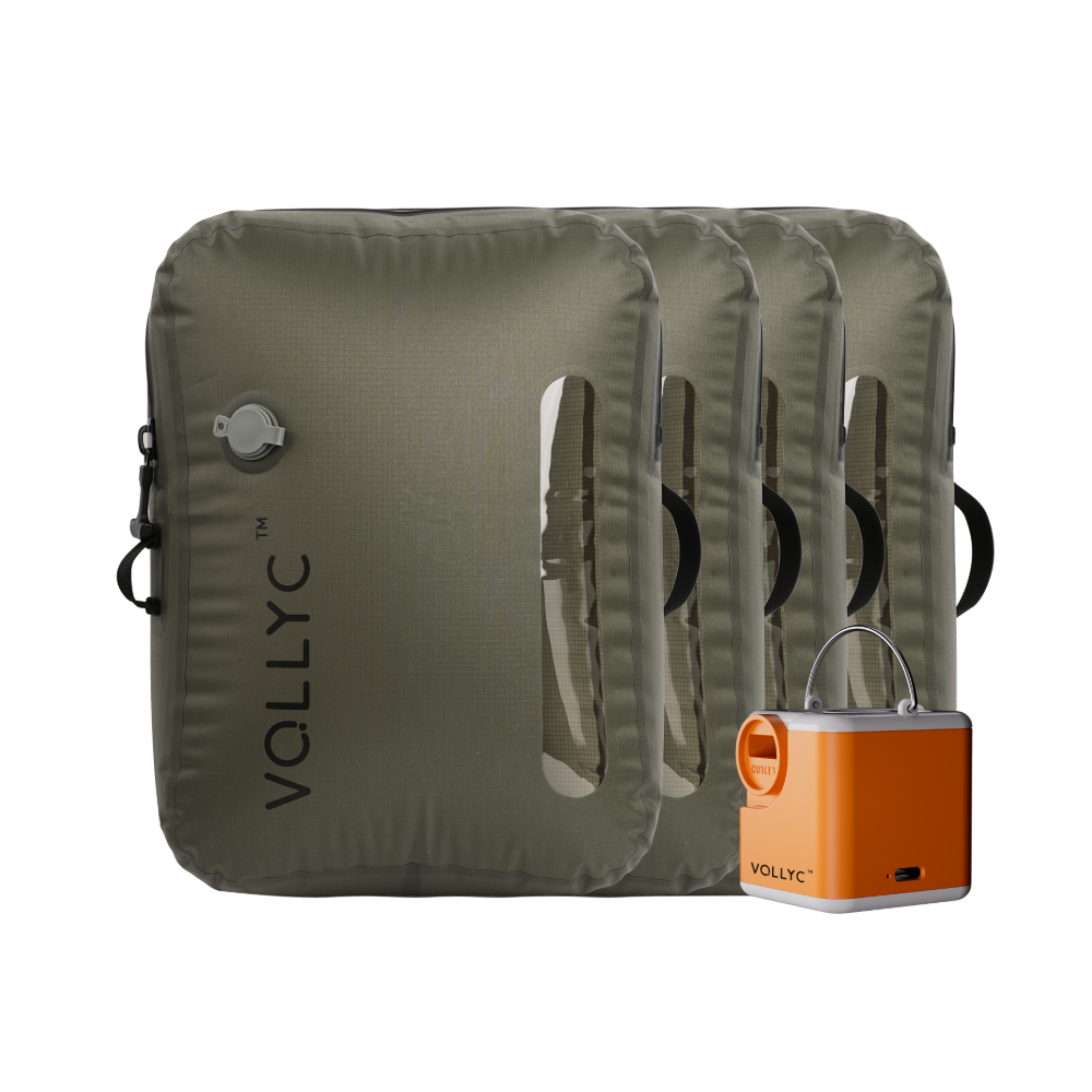 FLEXTAIL X VOLLYC EZY SET BUNDLE - 3 Size Waterproof Travel Vacuum Pack For Luggage Space Saving