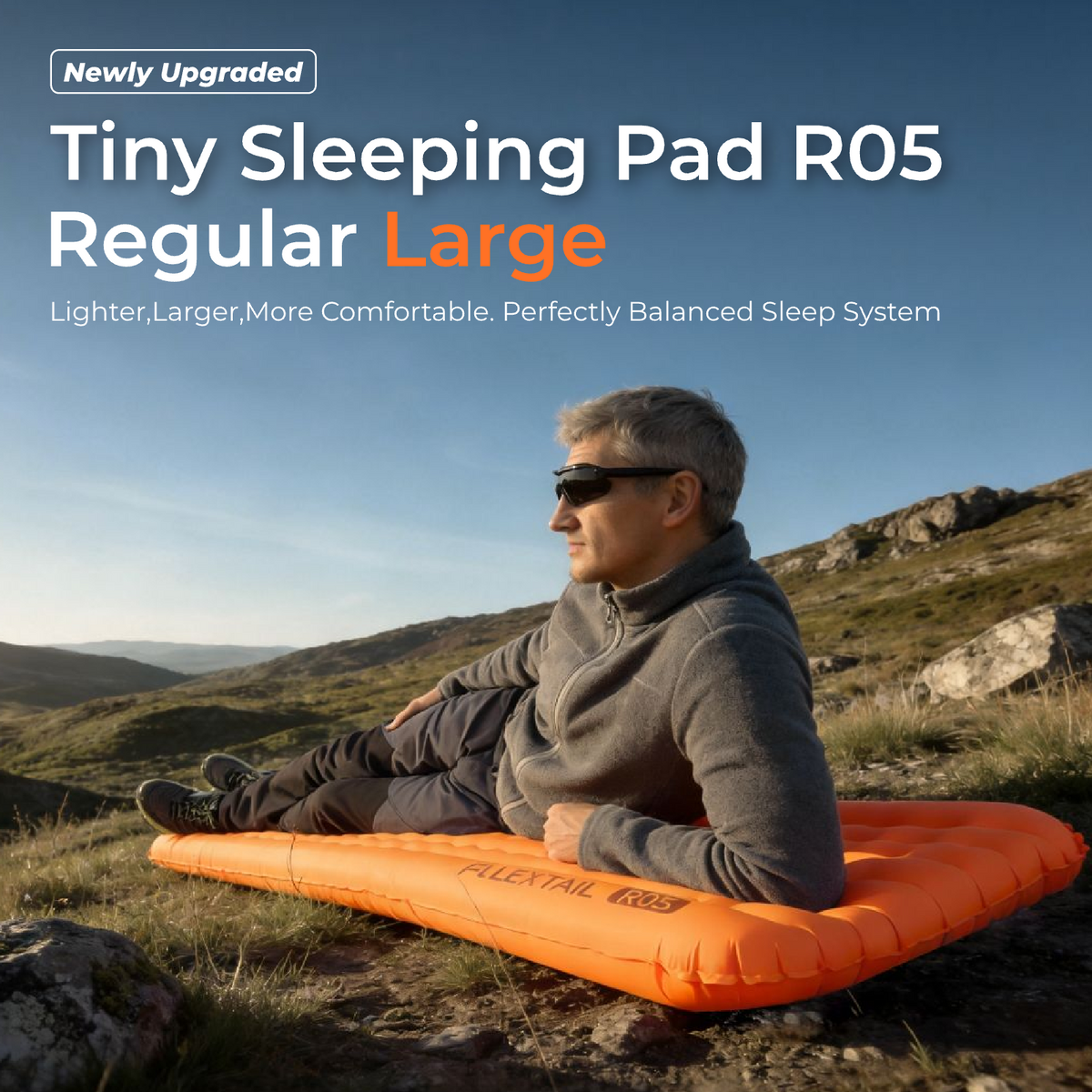 TINY SLEEPING PAD R05 LARGE- Larger, Lighter, More Comfortable (196cm, 5 R-value）