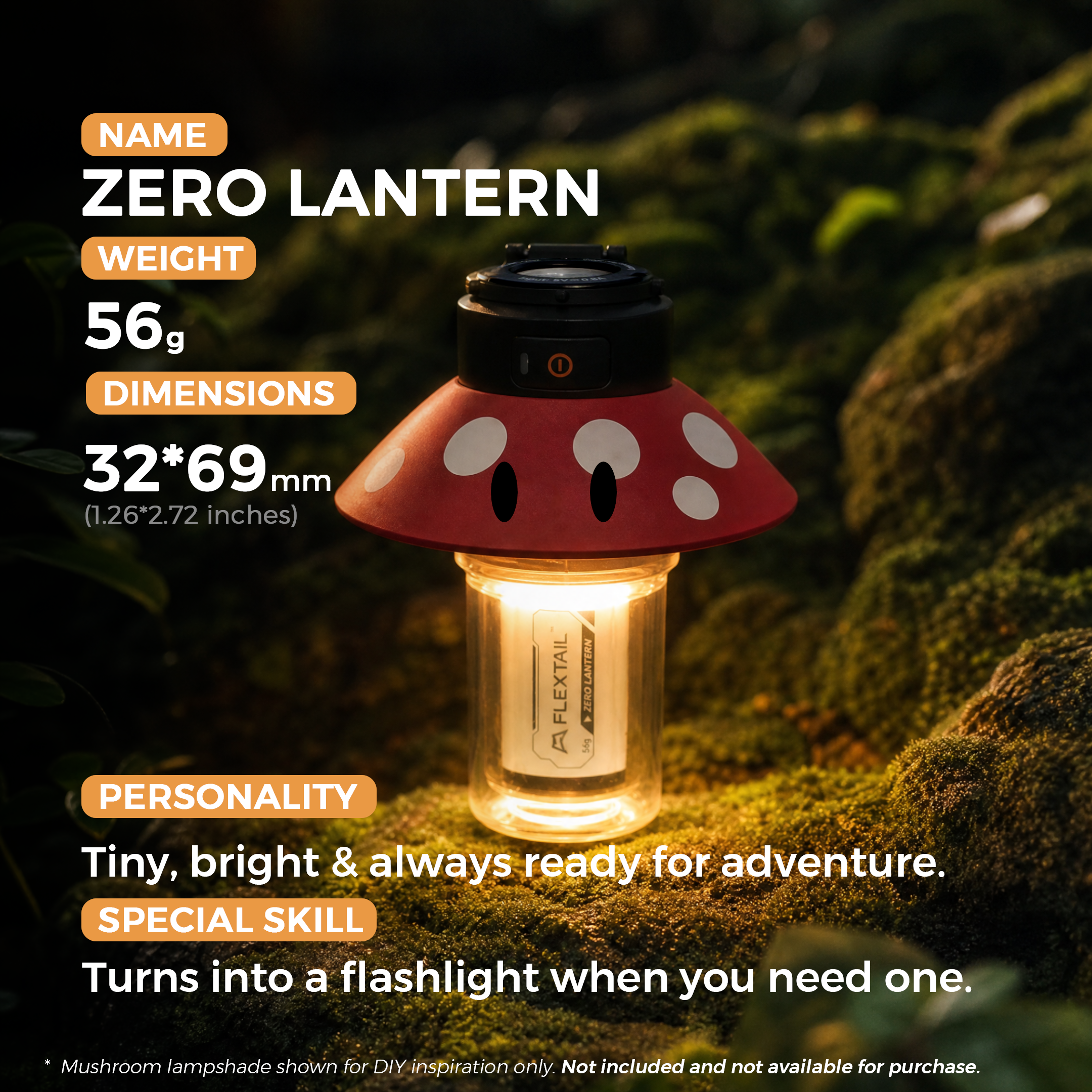 ZERO LANTERN - 56g UItralight 2-in-1 Camping Light / Flashlight