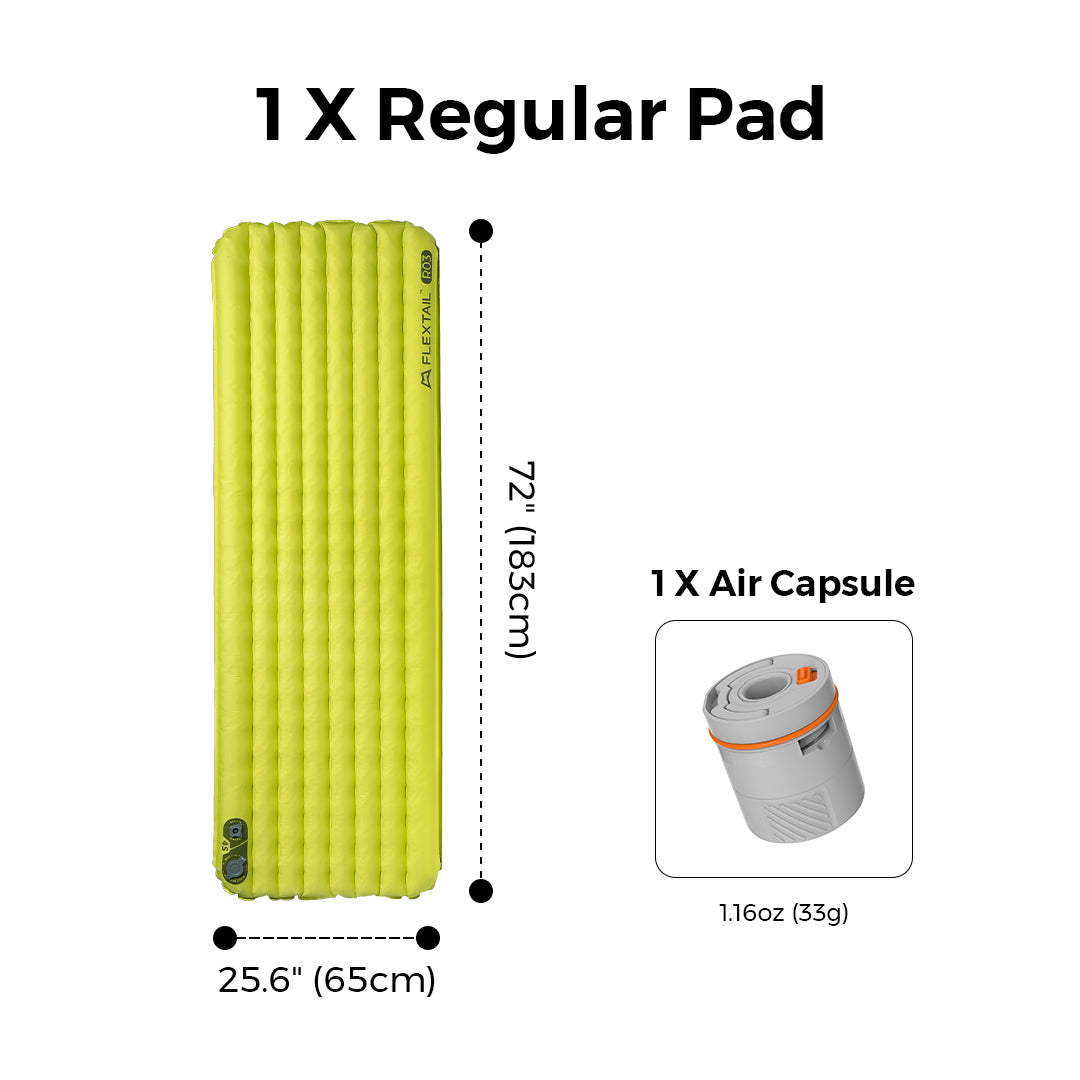 TINY SLEEPING PAD R03 AVS - 3.5 R-Value 3 Season Sleeping Pad with Pump